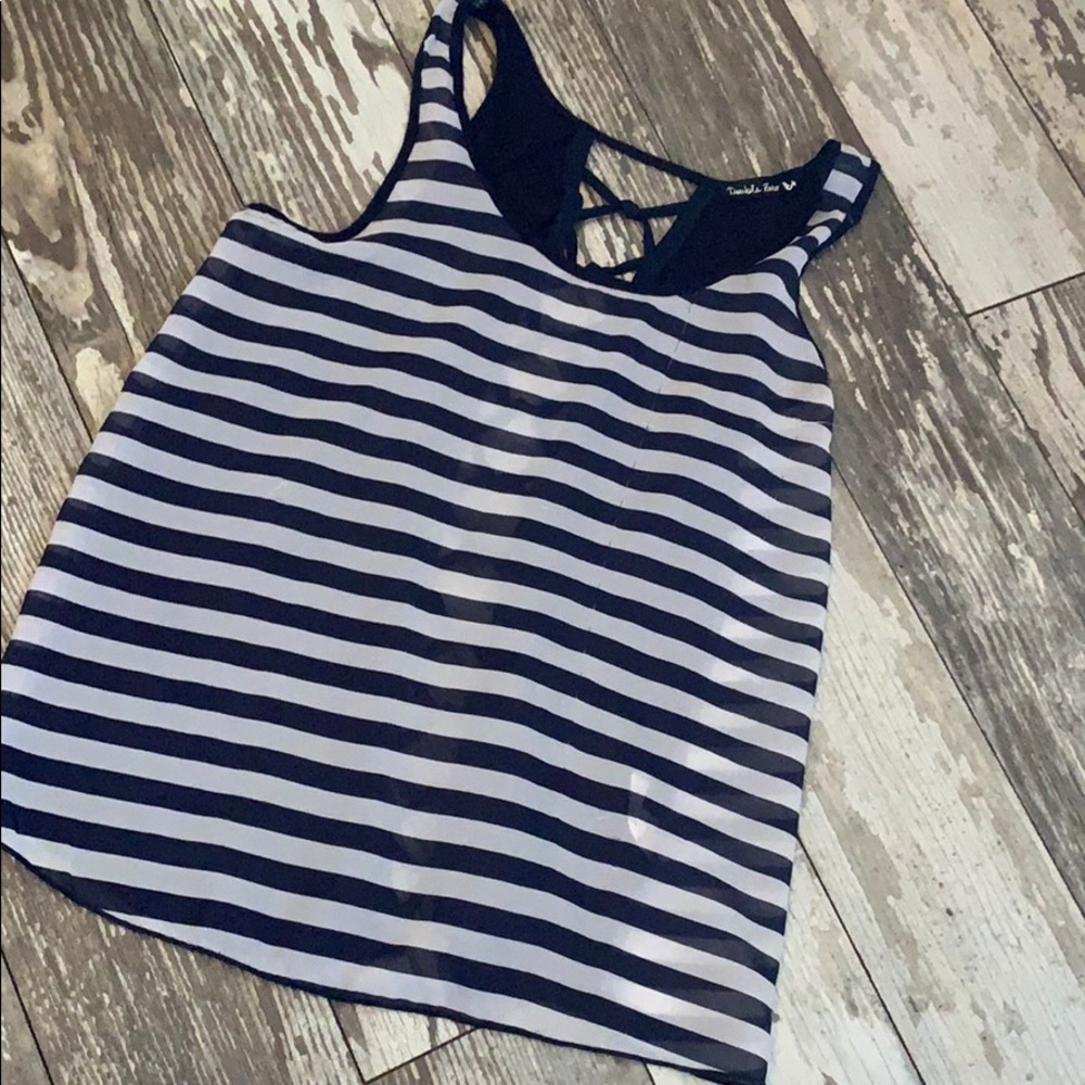 Navy & White Tank